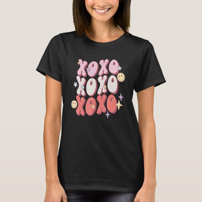 T-shirt Retro Xoxo Valentine Day Groovy Funky Cute Design (Devant)