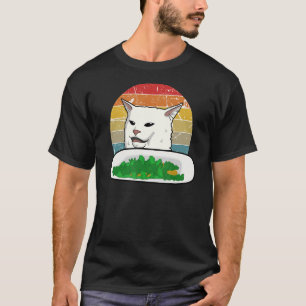 T-shirt Retro Yelling Confused Cat Internet Mème Vegan Kit