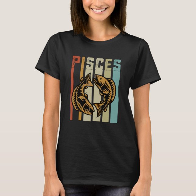 T-shirt Retro Zodiac Pisces Vintage Style Astrology (Devant)