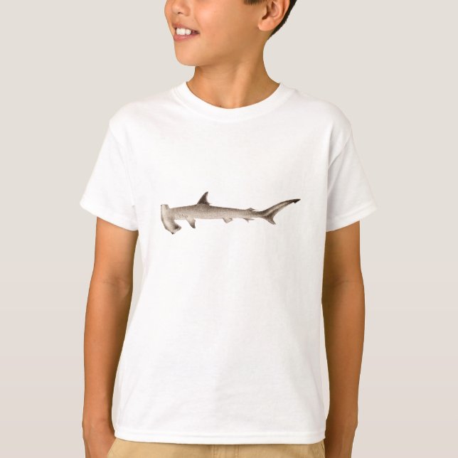 T-shirt Rétros requins de poisson-marteau d'illustration (Devant)