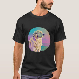 T-shirt Rétrostyle Vaporwave Retrowave Golden Retriever