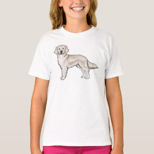 T-shirt Rétrover doré crème Chien canin de dessin animé mi