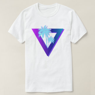 T-SHIRT RETROWAVE SYNTHWAVE PALMIERS TRIANGLE CHEMISE