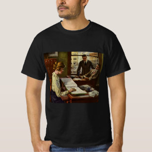 T-shirt Réunion d'affaires vintage, bureau avec des cadres