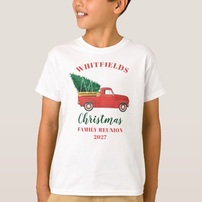 T-shirt Réunion de famille de Noël Camion rouge personnali (Devant)