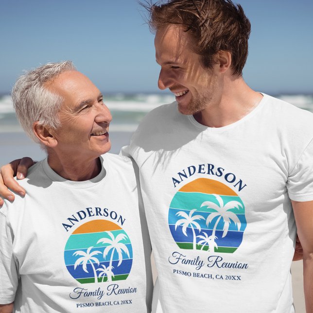 T-shirt Réunion en famille Summer Beach Palm Trees (Choose from several styles and sizes.)
