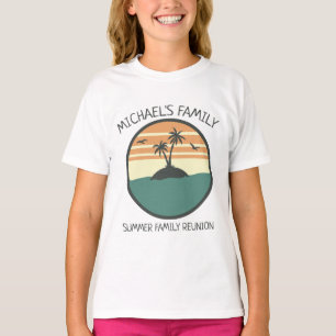T-shirt Réunion en famille Summer Sunset Beach Palmier