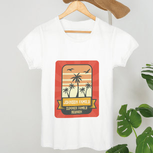 T-shirt Réunion en famille Summer Sunset Beach Palmier