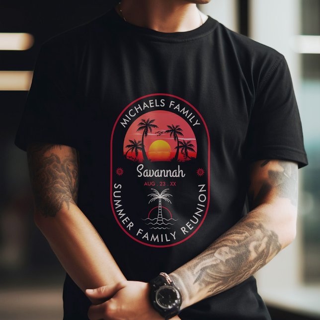 T-shirt Réunion en famille Summer Sunset Beach Palmier (Créateur téléchargé)