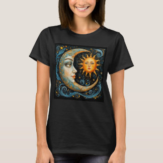 T-shirt Rêve céleste fantaisiste : Lune et Soleil.