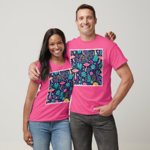 T-shirt Rêve de forêt de champignons psychédélique néon