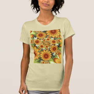 T-shirt Rêve floral, Fleurs Abstraites modernes Art fracta