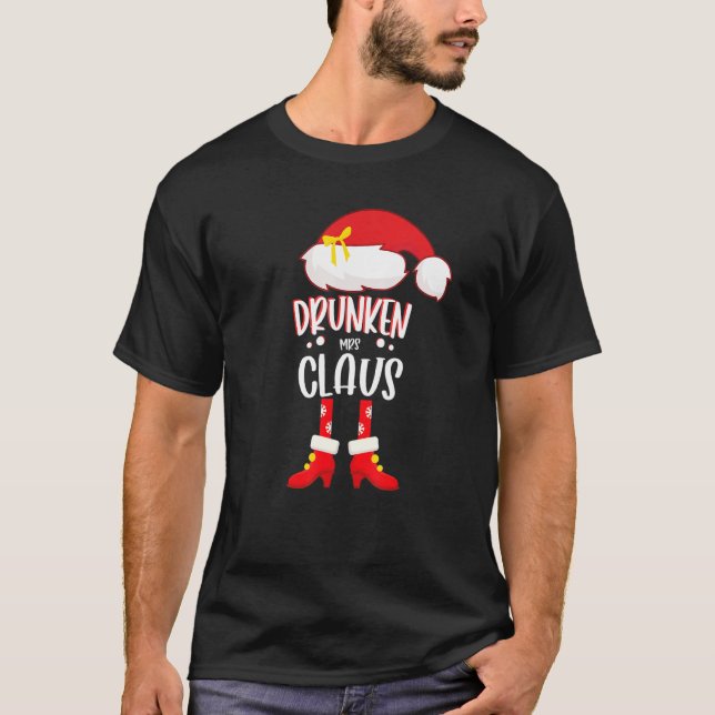 T-shirt Réveillon de Noël Drunken Mme Claus Costume Noël P (Devant)