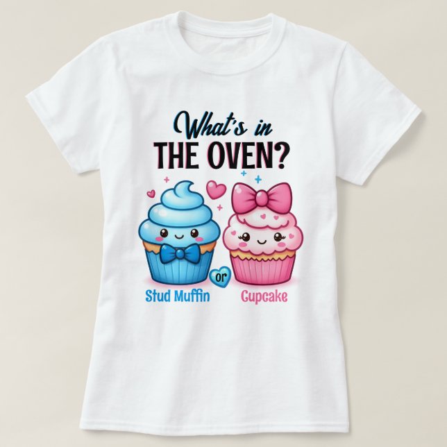 T-shirt Révélation de genre bleu ou rose de muffin ou cupc (Design devant)