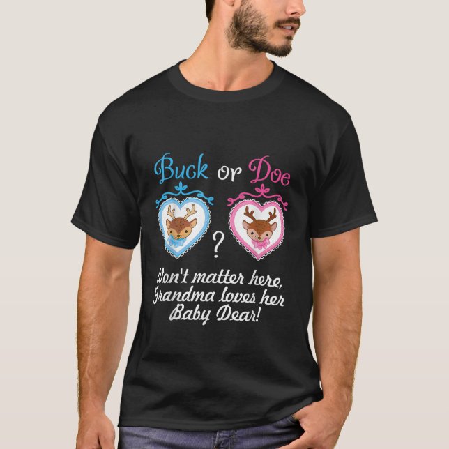 T-shirt Révéler le genre Buck ou Doe rose bleu pour grand- (Devant)