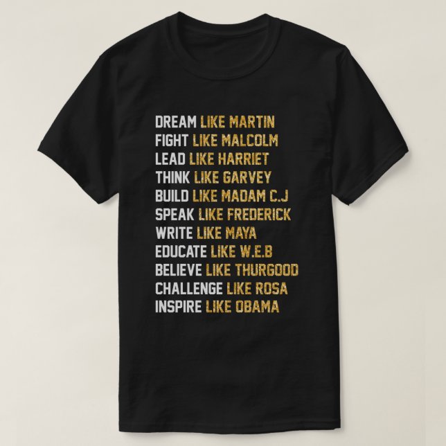T-shirt Rêver Comme Martin - Combattre Comme Malcolm (Design devant)