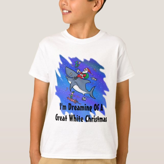T-shirt Rêver D'Un Grand Noël De Requin Blanc (Devant)