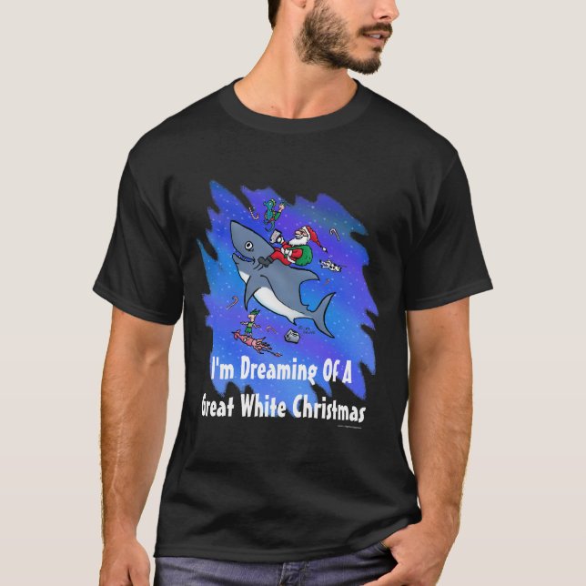 T-shirt Rêver D'Un Grand Noël De Requin Blanc (Devant)