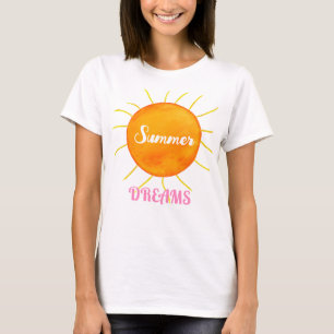 T-shirt Rêves d'été rose Jaune Orange Soleil