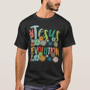 T-shirt Révolution de Jésus Foi Rétro Groovy Fleur Paix S