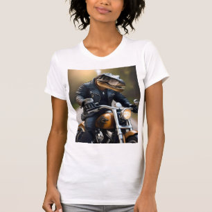 T-shirt **"Rex déchaîné : T-Rex en cuir sur une moto