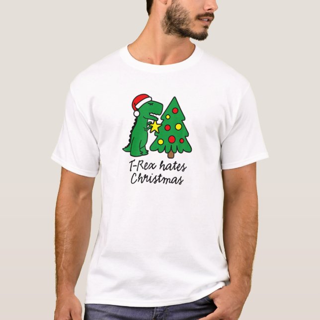 T-shirt Rex Hates Arbre de Noël Décoration Star Dinosaur (Devant)