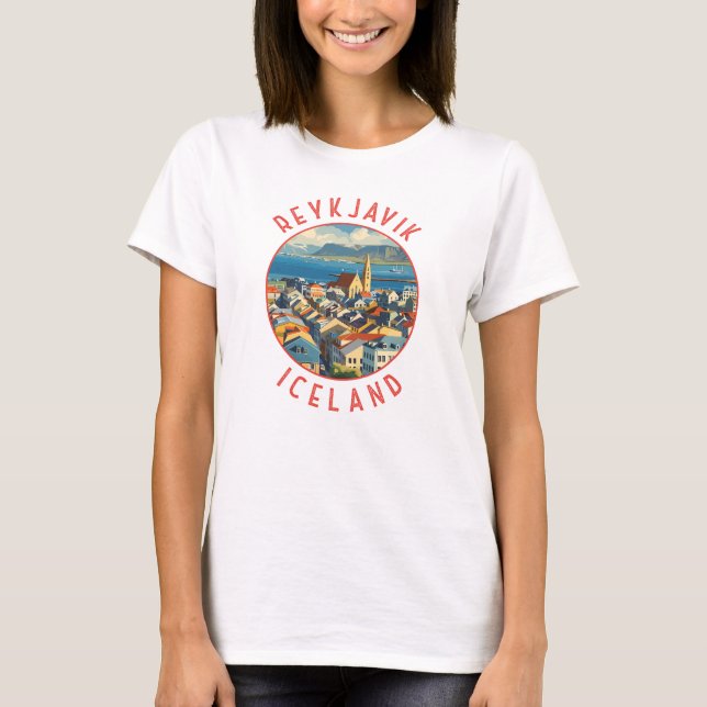 T-shirt Reykjavík Islande Cercle retro désorganisé (Devant)