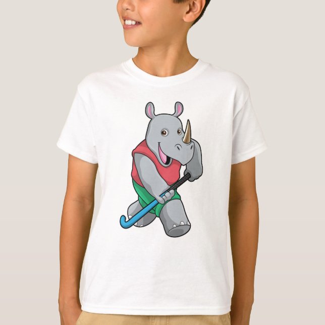 T-shirt Rhino à Hockey avec chauve-souris de hockey (Devant)
