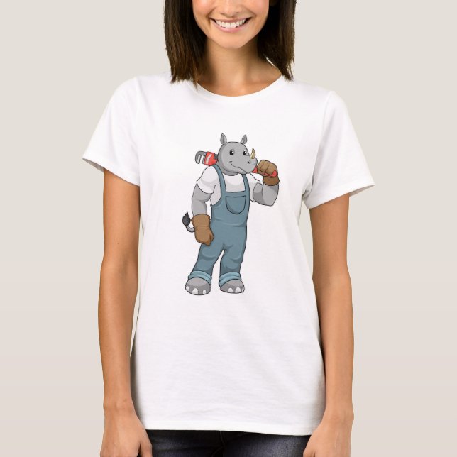 T-shirt Rhino en Handyman avec Pince à pompe à eau (Devant)