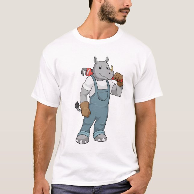 T-shirt Rhino en Handyman avec Pince à pompe à eau (Devant)