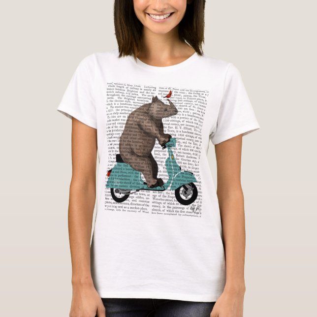 T-shirt Rhino sur cyclomoteur (Devant)