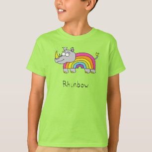 T-shirt Rhinocéros Arc-en-ciel Drôle Mignon Enfants Rhinoc