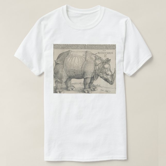 T-shirt Rhinocéros, gravure sur bois par Albrecht Durer (Design devant)