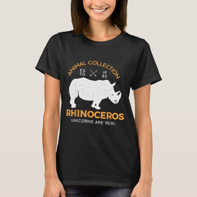 T-shirt Rhinoceros Unicorns Are Real Funny Animal  (Devant)