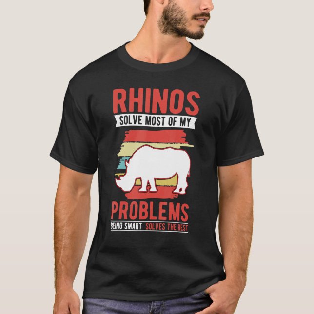 T-shirt Rhinos résoudre la plupart de mes problèmes Rhino (Devant)