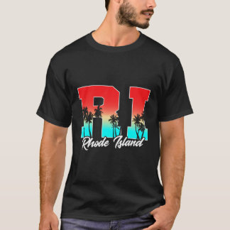 T-shirt Rhode Island Ri Retro Palm Tree Vintage État Souv