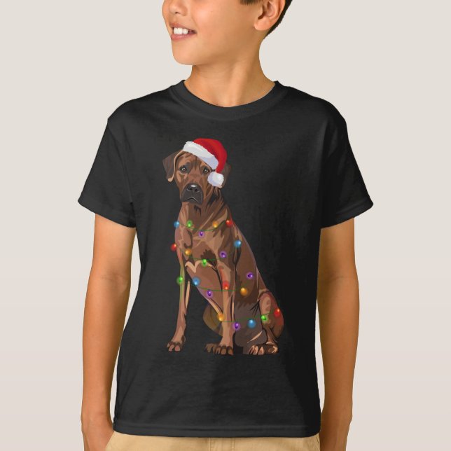 T-shirt Rhodesian Ridgeback Noël Lumières Noël Chien de No (Devant)