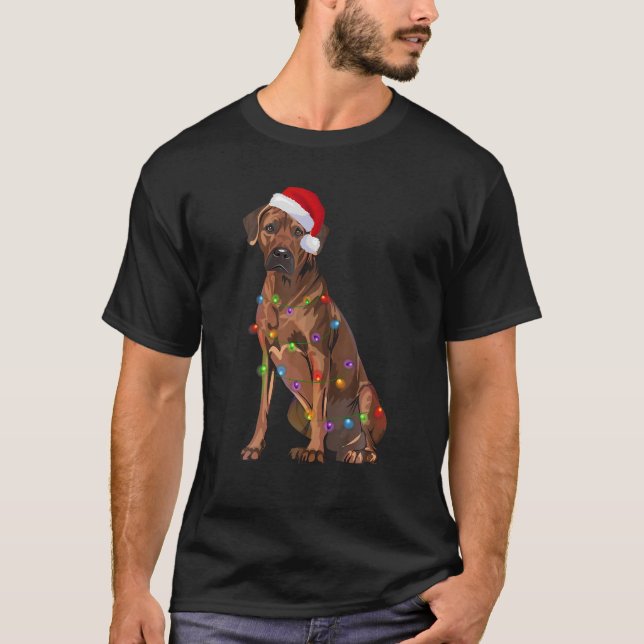 T-shirt Rhodesian Ridgeback Noël Lumières Noël Chien de No (Devant)