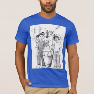 T-shirt Rhythmes Drum Danser Les Gens Grayscale Illustrati