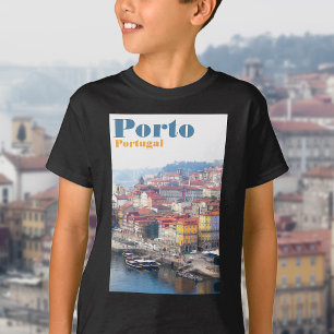 T-shirt Ribeira et la rivière Douro. Porto, Portugal.