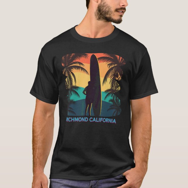 T-shirt Richmond California Ca Palm Tree Surfer (Devant)