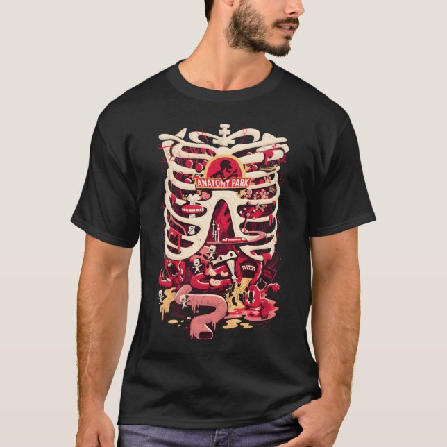 T-shirt Rick Et Morty Anatomy Park Skeleton ami (Devant)