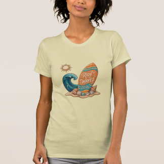 T-shirt Ride the Waves Surfboard Illustration - Tropical S