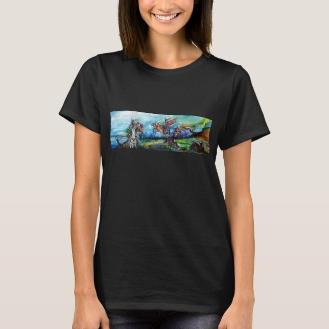 T-shirt RIDERS DANS LA TEMPÊTE Chevaliers Médiévaux Horseb (Devant)