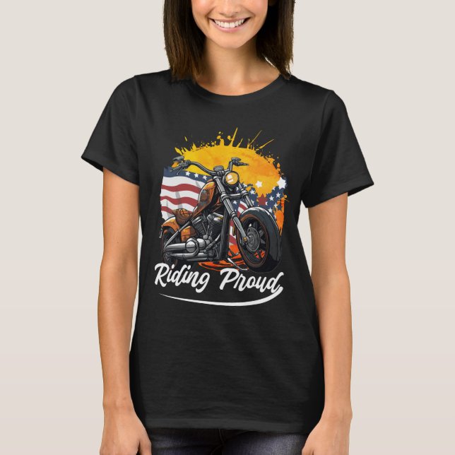 T-shirt Riding Fier Biker Girl (Devant)