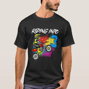 T-shirt Riding Into 3 Ans 3e anniversaire garçon Dirt vélo