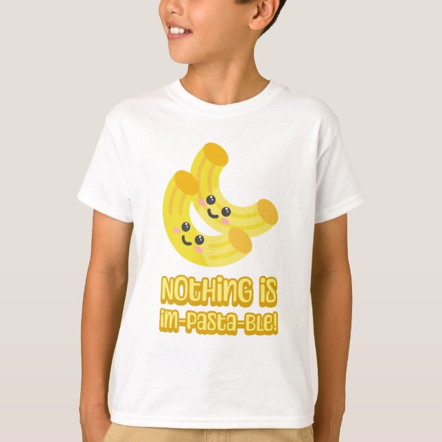 T-shirt Rien n'est Im-pasta-ble ! Caricature aux pâtes mig (Devant)