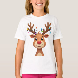 T-shirt Rinder aux lumières de Noël