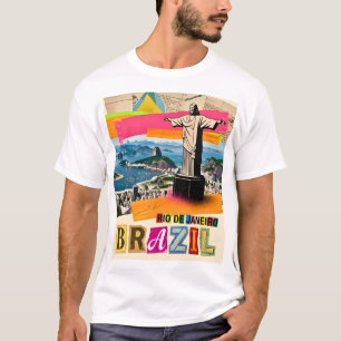 T-shirt Rio de Janeiro Brésil Christ Collage Rétro Voyage