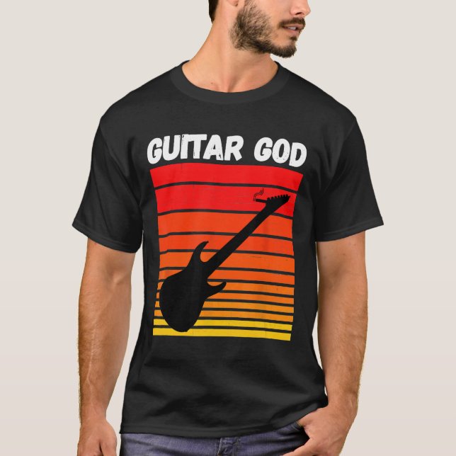 T-shirt Rip Eddie Tribute Retro Guitar God Guitar With Cig (Devant)